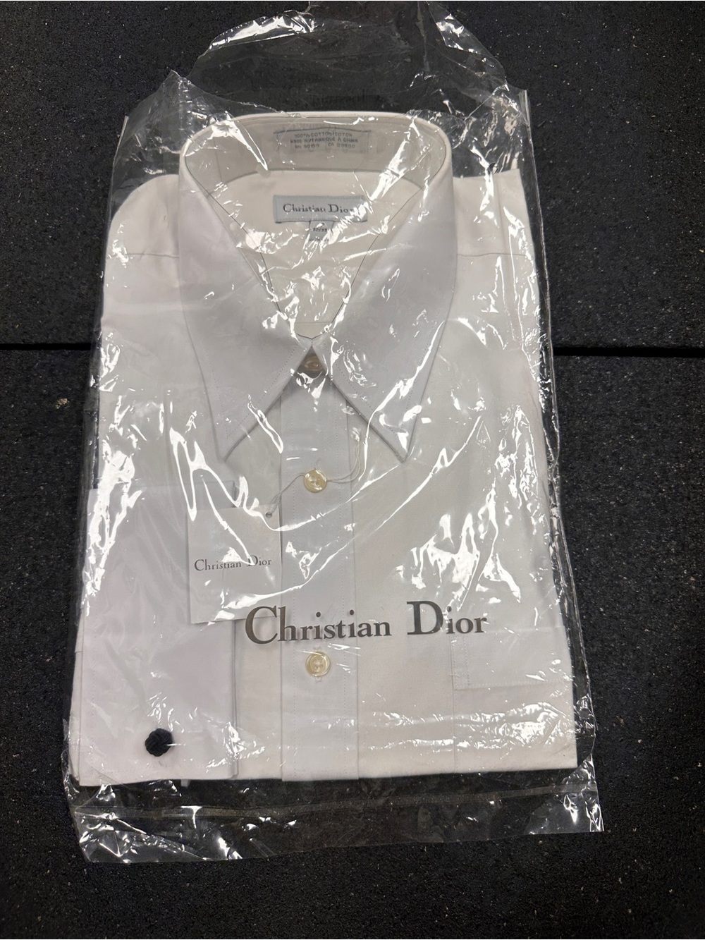 Christian Dior Men's White Dress Shirt with Point Collar